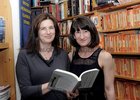 Artist Maeve Cortis, Salthill and Sarah Davis-Gough, Tramp Press,  at the launch of a new book Solar Bones by Mike McCormack, at Charlie Byrnes Book Shop.