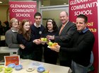 Glenamaddy Community School students Caitriona Caffrey, Tomas Coneran and Rebecca Walsh with teachers Margaret Griffin and Tomas Tiernan (right) and Tom Forde, Bank of Ireland Branch Manager, Tuam, at the Regional Finals for “Junior Dragons Den” at The Bank of Ireland, Eyre Square. 14 Regional Finalists took part at the event from which 7 were chosen to compete at the National Finals. The winners of the National Finals will go in front of the Dragons and can win investment for their businesses. The Junior Dragons Den will air on RTE in early 2013.