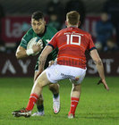 Connacht v Munster United Rugby Championship game at the Sortsground.<br />
Connacht’s Tiernan O’Halloran and Munster’s Ben Healy