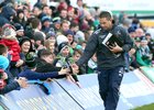 Connacht Head Coach Pat Lam meeting with young supporters before the start of the European Rugby Champions Cup Round 5 game against Zebre at the Sportsground.
