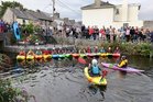 Galway Kayaking Choir performing during a one-of-a-kind free musical spectacle held this week on the Eglinton Canal between the bridge at New Road and waterfall further down. Galway Kayaking Choir presented Voices on the Water as part of WTAF!?, the Westend Theatre and Arts Festival.<br />
Singers performed from kayaks on the canal, joined by live musicians on the bank and paddlers moving in choreographed unison. The performance featured river-themed, kayaking-friendly songs - from folk favourites to soulful classics — all in celebration of water, nature and community.<br />
Voluntary proceeds from the event will go to Oranmore Maree Coastal Search and Rescue.<br />
<br />
