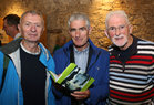 Liam Spillane, former Professor of Chemistry, NUI Galway, Ray Burke, former RTE News Editor, and Jim Fahy, former RTE Western Editor, at the launch of Michael Gorman's 'fifty poems' at Druid Theatre.