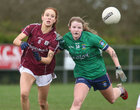 Galway v Westmeath LIDL Ladies National Football League Division 1 Round 3 game at Clonberne.<br />
Galway's Olivia Divilly and Westmeath's Anna Jones