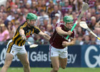 Galway v Kilkenny Leinster Senior Hurling Championship final replay at Semple Stadium, Thurles.<br />
Galway's Niall Burke and Kilkenny's Paul Murphy and Enda Morrissey