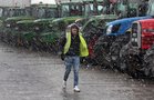 Heavy snowfall before the start of the East Galway Tractor Run 2018 at Athenry Mart on Sunday. Proceeds from the event will go to Hand in Hand which provides the families of children with cancer with much-needed practical support. 