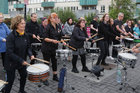 Drumadore Drum School performing during the Galway Clinic Streets of Galway 8k Road Race last Saturday.