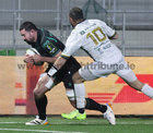 Connacht v Montauban EPCR Challenge Cup game at Dexcom Stadium.<br />
Connacht's Paul Boyle on way to score Connacht's first try. <br />
Jerome Bosviel, Montauban<br />
<br />
