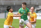 Carna Cashel v St Gabriel's 2020 Intermediate Football Relegation at Pearse Stadium.<br />
Gerry Donnellan, St Gabriel's and Riocaird Ó Guairim and Cathal Ó Loideain, Carna Cashel 