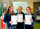 <br />
Carolina Poskrobka, Viktorija Mikaite and Gintare Daraskeviciute,  after they received their junior Cert Exam Results at Colaiste Mhuirlinne Doughiska. 