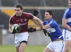 Laois v Galway Allianz Football League Division 2, round 3 game at Tuam Stadium.<br />
Fiontan O Curraoin, Galway, and Brendan Quigley, Laois
