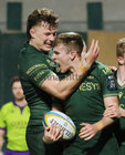 Connacht v Ulster BKT United Rugby Championship at Dexcom Stadium.<br />
Connacht's Finn Treacy celebrates his try with Cian Prendergast