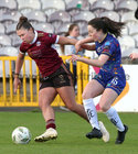 Galway United v Bohemians SSE Airtricity Women's Premier Division 2024 game at Eamonn Deacy Park.<br />
Jenna Slattery, Galway United and Abbie O'Hara, Bohemians