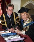 Dr. Jim Browne, President of NUI Galway, with playwright, poet and painter, Patricia Burke Brogan who was conferred with the Honorary degree of Masters of Arts at NUI Galway this week.
