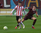 Galway United v Derry City SSE Airtricity League Premier Division game at, Eamonn Deacy Park.<br />
Cian Byrne, Galway United and Danny Mullen, Derry City