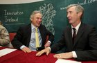 The Minister for Jobs, Enterprise and Innovation Richard Bruton, and David Toohey, President of Business Operations with Alere, during the new jobs announcement by Global healthcare company Alere at the Clayton Hotel last Friday.