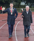 Mayor of Galway, Cllr Eddie Hoare, with his dad Michael taking part in the Goal Mile at Dangan on Christmas Day.