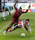 Galway United v Derry City SSE Airtricity League Premier Division game at, Eamonn Deacy Park.<br />
Jeannot Esua, Galway United and Danny Mullen, Derry City