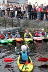 Galway Kayaking Choir performing during a one-of-a-kind free musical spectacle held this week on the Eglinton Canal between the bridge at New Road and waterfall further down. Galway Kayaking Choir presented Voices on the Water as part of WTAF!?, the Westend Theatre and Arts Festival.<br />
Singers performed from kayaks on the canal, joined by live musicians on the bank and paddlers moving in choreographed unison. The performance featured river-themed, kayaking-friendly songs - from folk favourites to soulful classics — all in celebration of water, nature and community.<br />
Voluntary proceeds from the event will go to Oranmore Maree Coastal Search and Rescue.<br />
<br />
