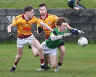 Carna Caiseal/Na Piarsiagh v St Gabriels Under 19C Sweeney Oil County Football final in An Spidéal.<br />
Darragh Hession, St Gabriels and Cian ÓCearra and Máirtín Ó Cualáin, Carna Caiseal/Na Piarsiagh 