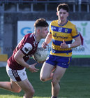 Galway v Roscommon Connacht GAA Under 20 Football Championship 2025 Round 4 game in Tuam Stadium.<br />
Galway's Colm Costello and Roscommon's Cathal McKeon
