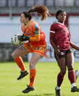 Galway United v Bohemians SSE Airtricity Women's Premier Division 2024 game at Eamonn Deacy Park.<br />
Rolake Olusola, Galway United and Bohemians goalkeeper Rachel Kelly