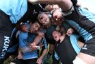 Galwegians RFC v Rainey Old Boys RFC Ulster Bank All-Ireland League Division 2A final match at Crowley Park.<br />
Galwegians players pose for a selfie while celebrating their victory in the AIL Ulster Bank division 2A 