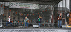 Peter Vickers, Brendan Browne, Maureen Browne and P J McDonald, Galway's Irish traditional group BackWest, performing at Eyre Square before the start of the St Patrick's Day Parade.