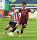 Galway United v Derry City SSE Airtricity League Premier Division game at, Eamonn Deacy Park.<br />
Jimmy Keohane, Galway United and Michael Duffy, Derry City