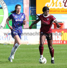 Galway United v Bohemians SSE Airtricity Women's Premier Division 2024 game at Eamonn Deacy Park.<br />
Rolake Olusola, Galway United and Aoibhe Fleming, Bohemians
