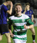 West United v Craughwell United at Eamonn Deacy Park.<br />
Charlie Cox after scoring West United's goal