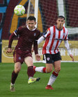 Galway United v Derry City SSE Airtricity League Premier Division game at, Eamonn Deacy Park.<br />
Robert Burns, Galway United and Gavin Whyte, Derry City