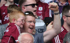 Galway v Kilkenny Leinster Senior Hurling Championship final replay at Semple Stadium, Thurles.<br />
Supporters after Galway score another point