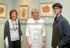 Tonita O'Dwyer (centre) at the opening of her first solo art exhibition, with art students Anna Greene and Alan McDonagh, at Renzo Gallery Café Galway in Eyre Street. Tonita is a volunteer with Croí Heart and Stroke for the past 24 years. 50% of the proceeds from her exhibition, which runs until April 9, will go to Croí.