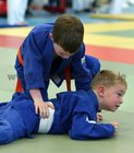 Barry Treacy, Castlegar Judo Club (orange belt) and Sean Thornton, Knocknacarra Judo Club, competing at the Connacht Judo Championships in the Knocknacarra Community Centre.