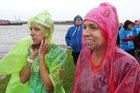 Runners waiting in the rain at Nimmo's Pier to take part in the 10k event at Run Galway Bay last Saturday.