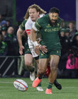 Connacht v Ulster BKT United Rugby Championship at Dexcom Stadium.<br />
Connacht's Bundee Aki and Werner Kok, Ulster