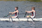 Colaiste Iognaid’s Emma Tannian and Caoimhe Brennan on their way to win the Women’s Junior 16 Pair event at Galway Regatta last Saturday. Colaiste Iognaid won two races in the pairs event.