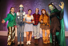 TY students from Salerno Salerno Secondary School after taking part in a production of The Wiz in the Town Hall Theatre. From left: Abbie Killeen (The Wiz), Beatrice Kelly (The Tin Man), Juliette Reidy (Dorothy), Robyn Keane (The Scarecrow), Isabelle Redden (The Lion) and Caoimhe O'Neill (Evillene).<br />

