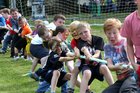 Competitors taking part in the childrens tug o' war competition at the Shantalla 5 A-Sides at the weekend.