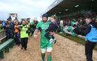 Connacht captain John Muldoon proudly carries his 4 year old niece, Emma Muldoon from Gortanumera, before his 300th appearance for the province at the Sportsground last saturday. Emma and Archie Naughton from Creggs were Connacht's mascots for the game.