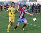 Mervue United v Longford Town Airtricity League game at Fahy's Field.<br />
Ryan Manning, Mervue United and William McDonagh, Longford Town. 