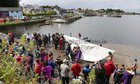 The paper boat on the slipway in Kinvara ready for launching.