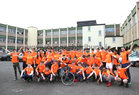 5th Year students involved in Cycle Against Suicide on SchoolsGoOrange Day at St Joseph's College. Included with the group are teachers and coordinators of Cycle Against Suicide activities, Sarah Gleeson, Ross Conboy and Marie Connolly