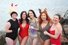 Leana Corcoran. Ballyloughane, Tara Ryan, Renmore, Norena Langdon, Claddagh, Tanya Byrne, Mervue and Gina McAfee, Knocknacarra at Blackrock for their Christmas Day swim.