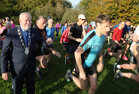 Deputy Mayor of Galway, Cllr Donal Lyons, as runners pass by after he started Knocknacarra Parkrun last Saturday morning.