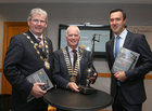 Cllr Frank Fahy, Mayor of Galway City, Frank Greene, President, Galway Chamber, and Andrew Murphy, Chief Commercial Officer Shannon Group plc (Shannon Airport), Main Sponsor, at the launch of the Galway Chamber Gala Ball and Business Awards 2015.