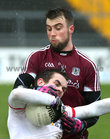 Galway v Tyrone Allianz Football League Division 2 game at the Pearse Stadium.<br />
Galway's Paul Conroy and Ronan McNamee, Tyrone