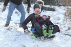 Having fun in the snow at Salthill Park 