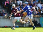 Galway v Laois Leinster Senior Hurling Championship semi final at O'Connor Park, Tullamore.<br />
Galway's Andrew Smithe and Stephan Maher, Laois
