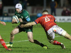 Connacht v Munster United Rugby Championship game at the Sortsground.<br />
Connacht’s Mark Hansen and Munster’s Jack O’Donoghue